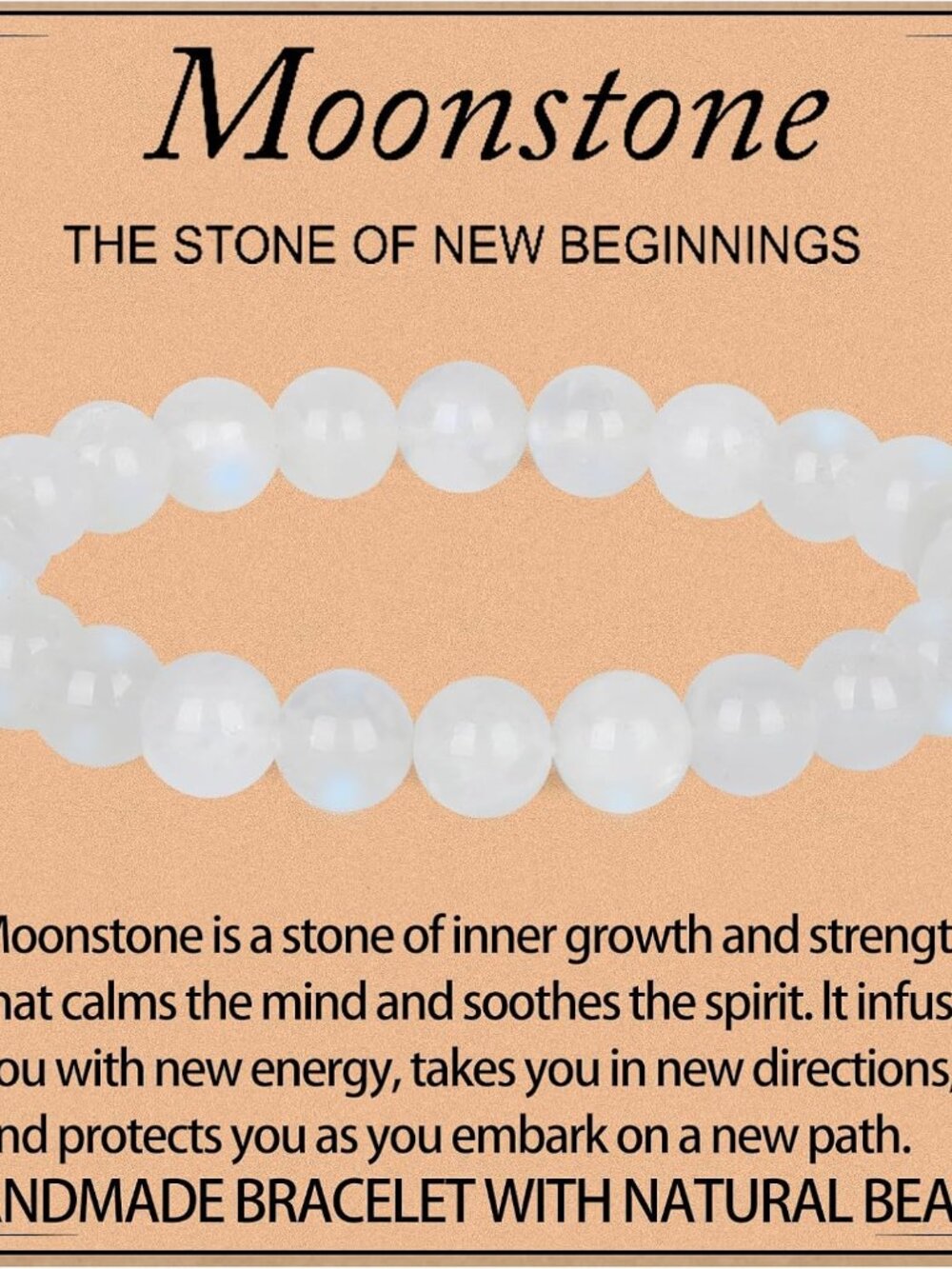 Healing Moonstone Beaded Elastic Bracelet for Wellness & Style
